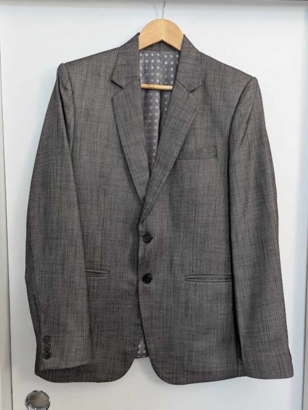 Tailored Men’s Brown Gray Blazer Smooth Suiting Fabric Double Vent - Picture 7 of 16